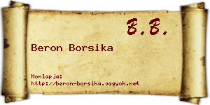 Beron Borsika névjegykártya